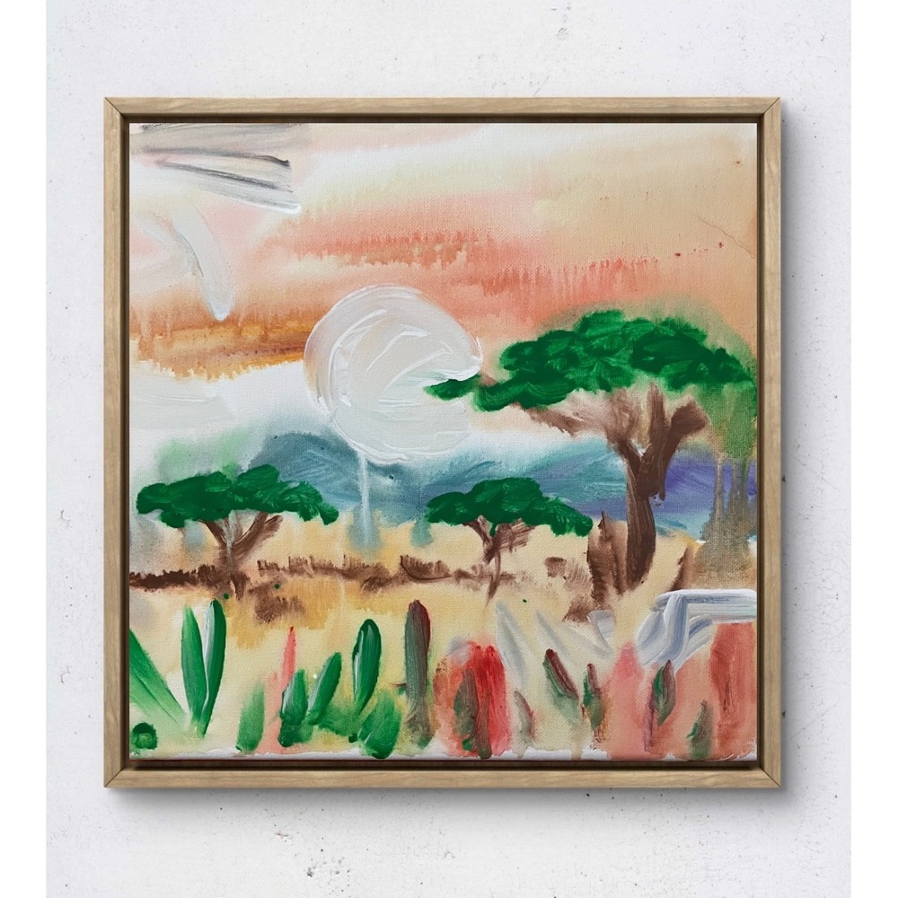 OMAN Original Abstract Cape Africa Landscape Painting 12x12 Canvas Trees Nature